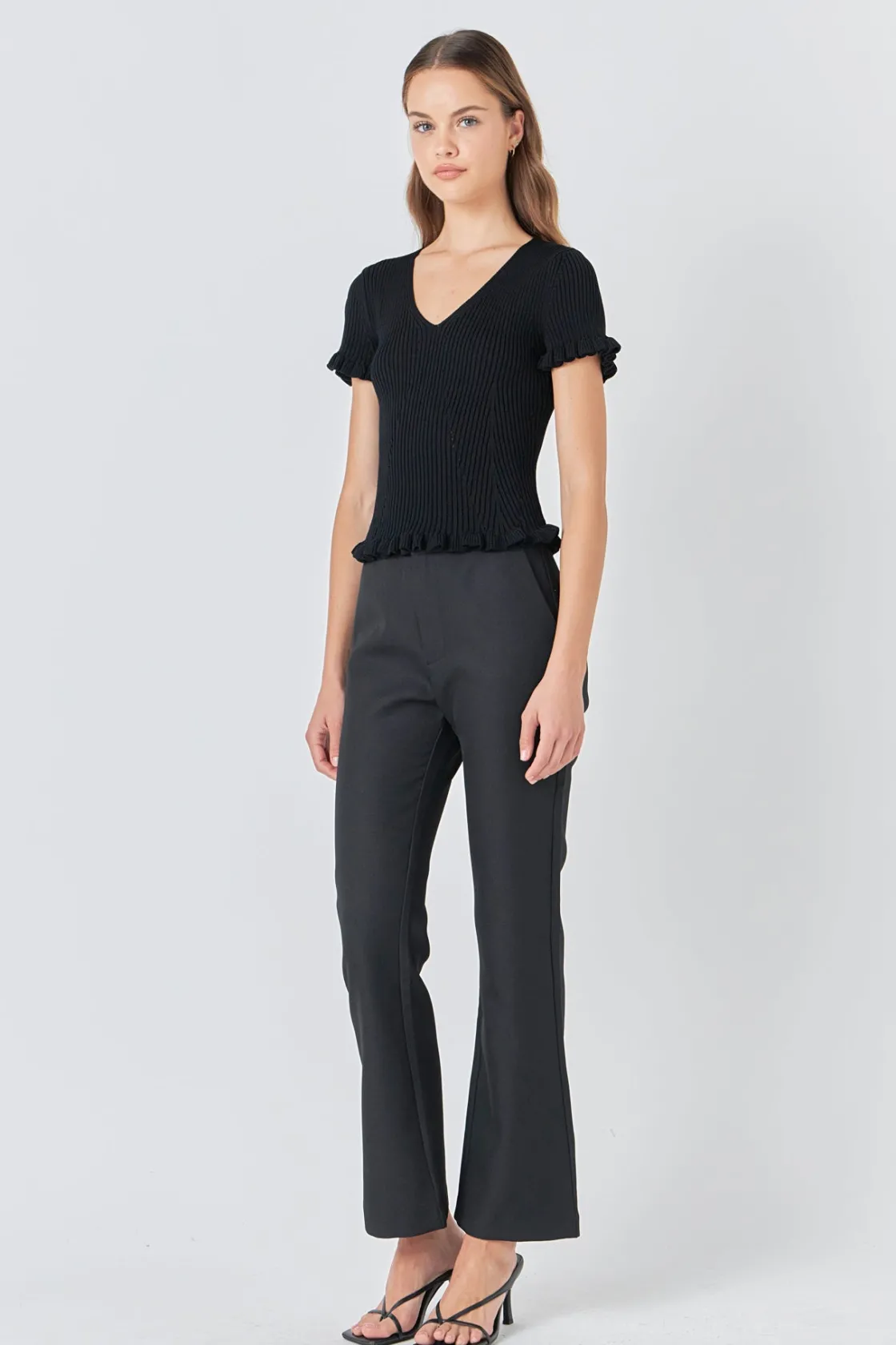 endless_rose__lettuce_edg_1.webp ENDLESS ROSE Tops*- Lettuce Edge Knit Top BLACK