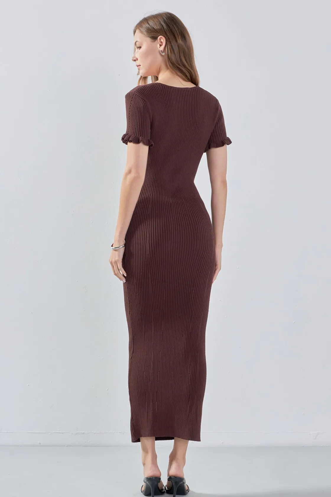 endless_rose__lettuce_edg_2-1.webp ENDLESS ROSE Sweaters & Knits | Tops*- Lettuce Edge Knit Dress CHOCOLATEBROWN