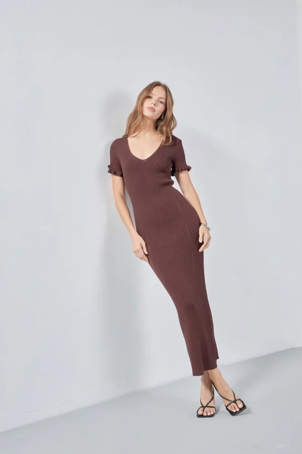 ENDLESS ROSE Sweaters & Knits | Tops*- Lettuce Edge Knit Dress CHOCOLATEBROWN
