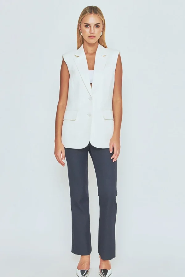 ENDLESS ROSE Blazers*- Linen Oversize Vest Blazer WHITE
