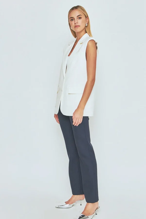 ENDLESS ROSE Blazers*- Linen Oversize Vest Blazer WHITE