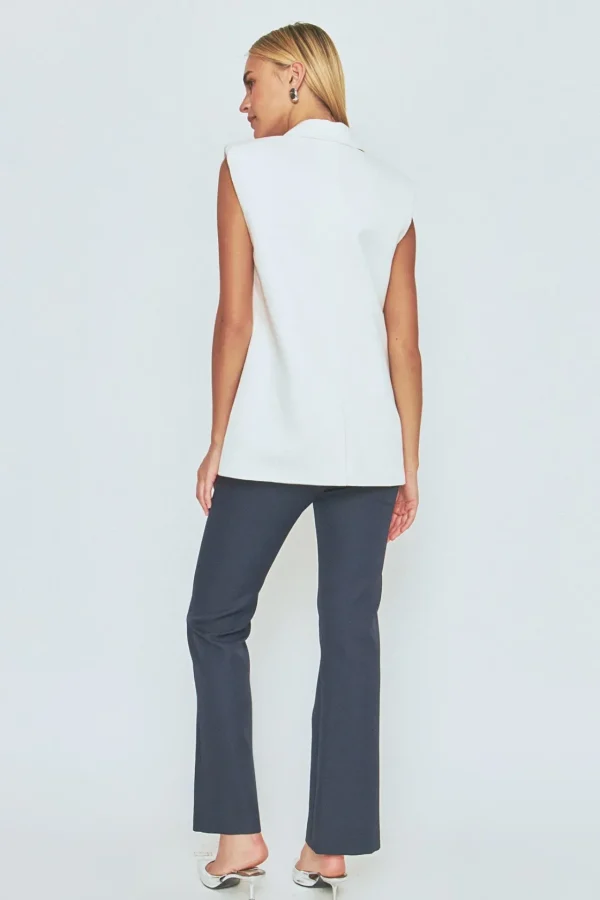 ENDLESS ROSE Blazers*- Linen Oversize Vest Blazer WHITE