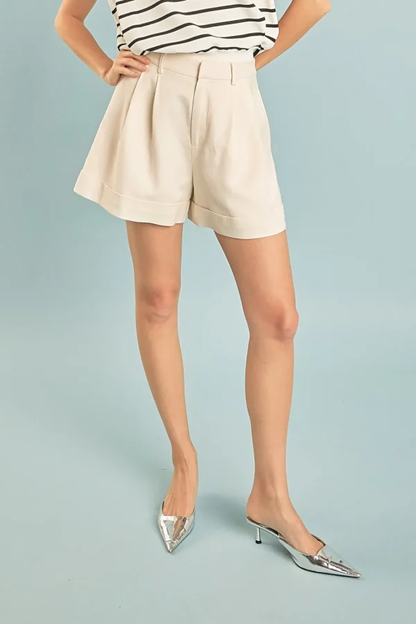 ENDLESS ROSE Matching Sets | Shorts & Skorts*- Linen Pintucked Shorts BEIGE