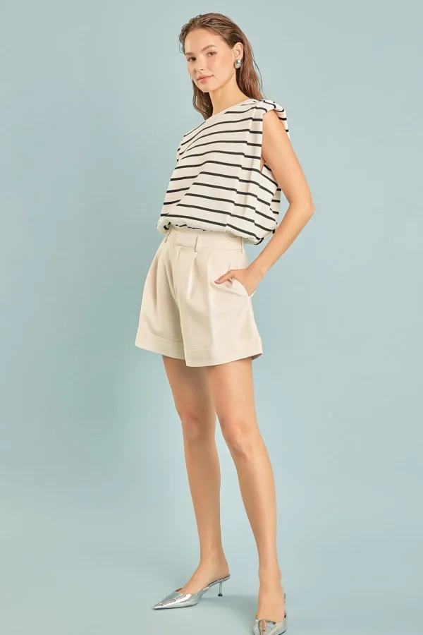 ENDLESS ROSE Matching Sets | Shorts & Skorts*- Linen Pintucked Shorts BEIGE