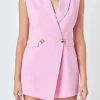 ENDLESS ROSE Tops*- Linen Romper PINK