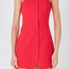 ENDLESS ROSE Bodycon Dresses | Tops*- Linen Strapless Dress RED