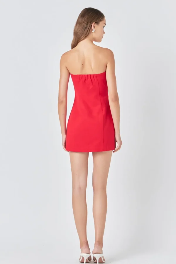 ENDLESS ROSE Bodycon Dresses | Tops*- Linen Strapless Dress RED