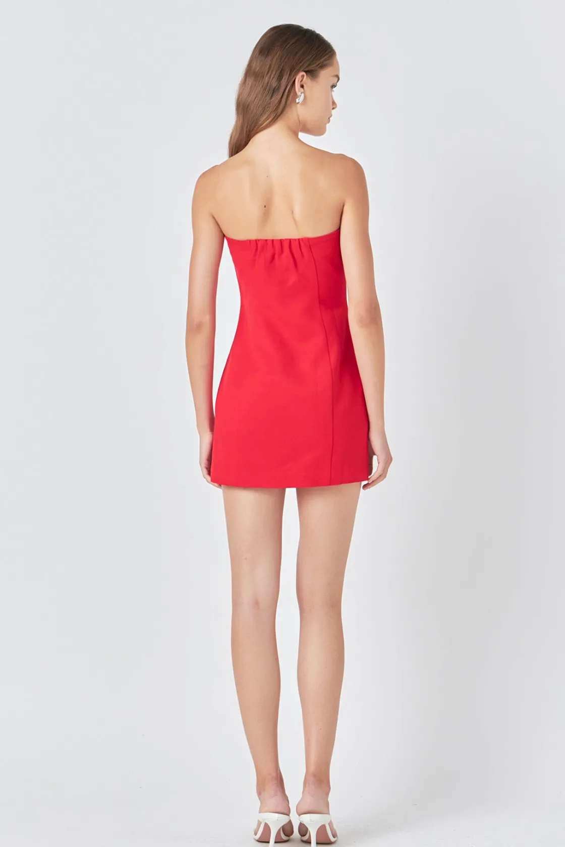 endless_rose__linen_strap_2.webp ENDLESS ROSE Bodycon Dresses | Tops*- Linen Strapless Dress RED