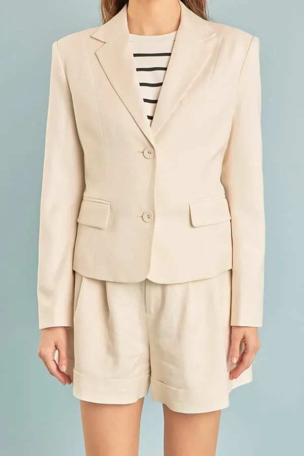 ENDLESS ROSE Matching Sets | Blazers*- Linen Two Buttoned Blazer BEIGE