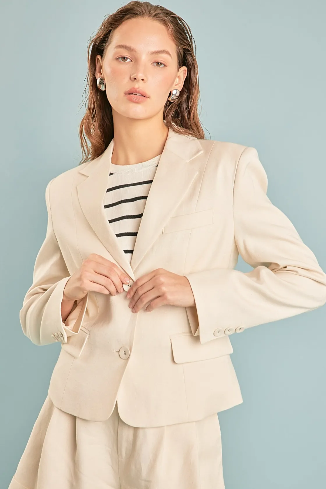 endless_rose__linen_two_b_3.webp ENDLESS ROSE Matching Sets | Blazers*- Linen Two Buttoned Blazer BEIGE
