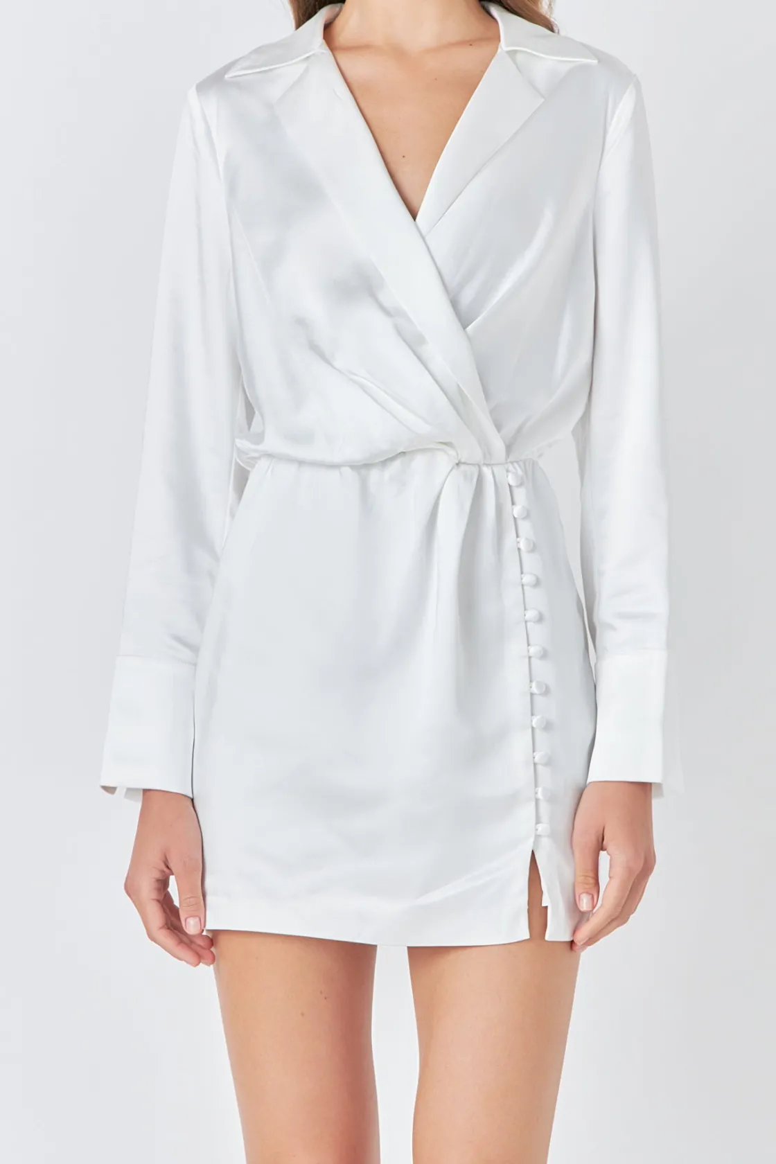 endless_rose__long_sleeve_15.webp ENDLESS ROSE White Dresses | Satin Dresses*- Long Sleeve Satin Mini Dress
