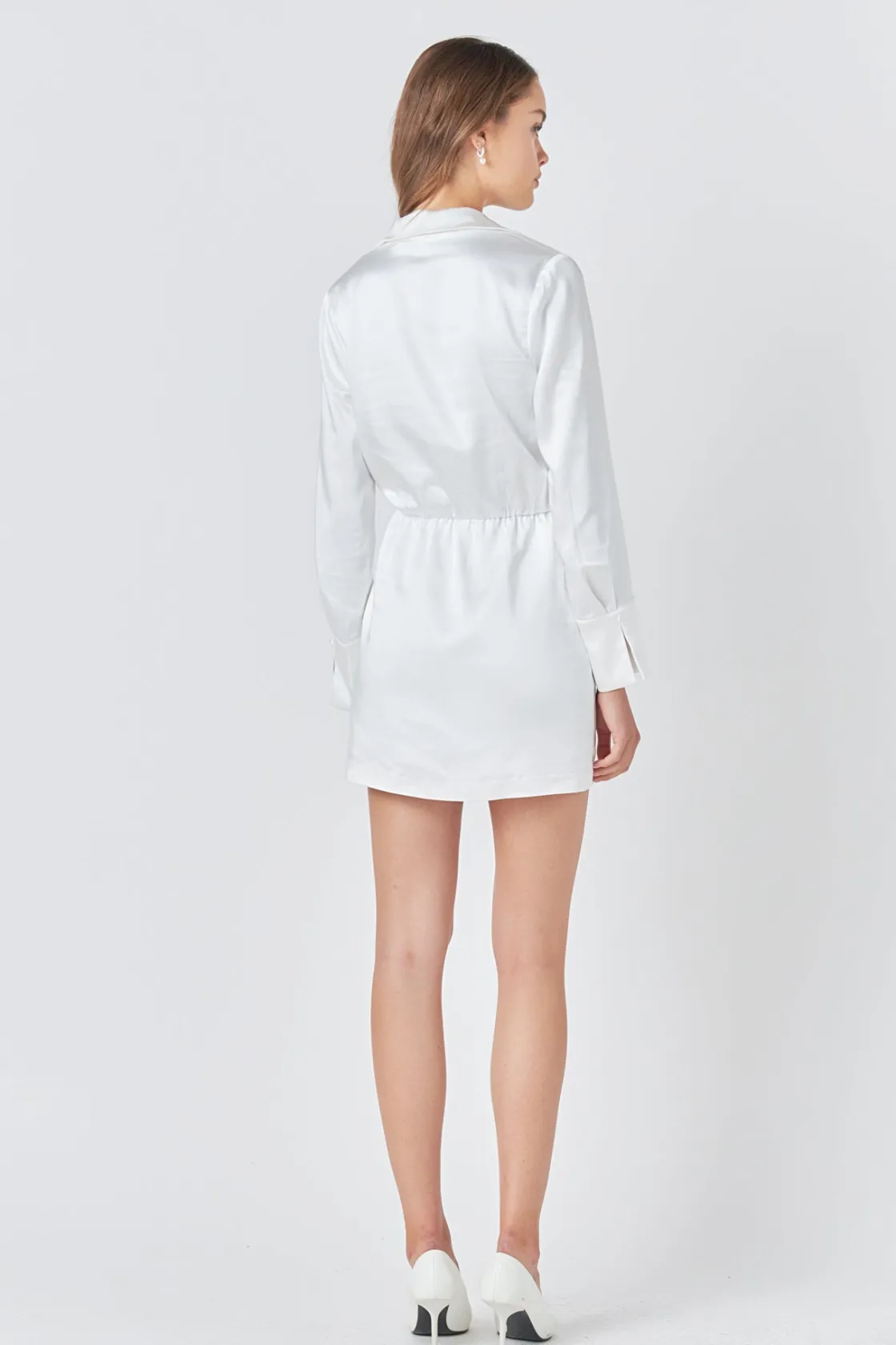 endless_rose__long_sleeve_17.webp ENDLESS ROSE White Dresses | Satin Dresses*- Long Sleeve Satin Mini Dress
