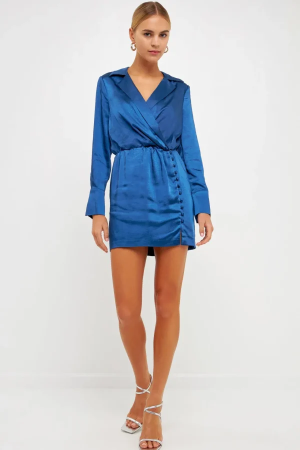 ENDLESS ROSE White Dresses | Satin Dresses*- Long Sleeve Satin Mini Dress