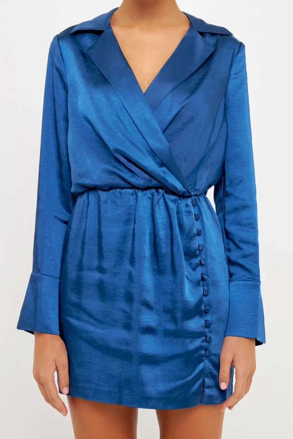 ENDLESS ROSE White Dresses | Satin Dresses*- Long Sleeve Satin Mini Dress