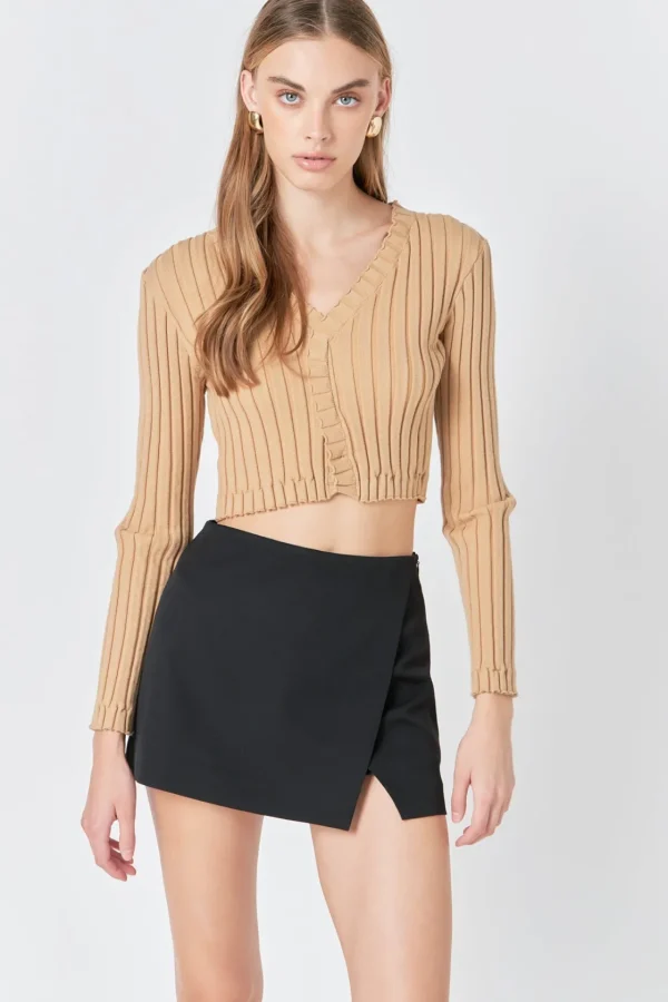 ENDLESS ROSE Sweaters & Knits*- Long Sleeve Ruffled Knit