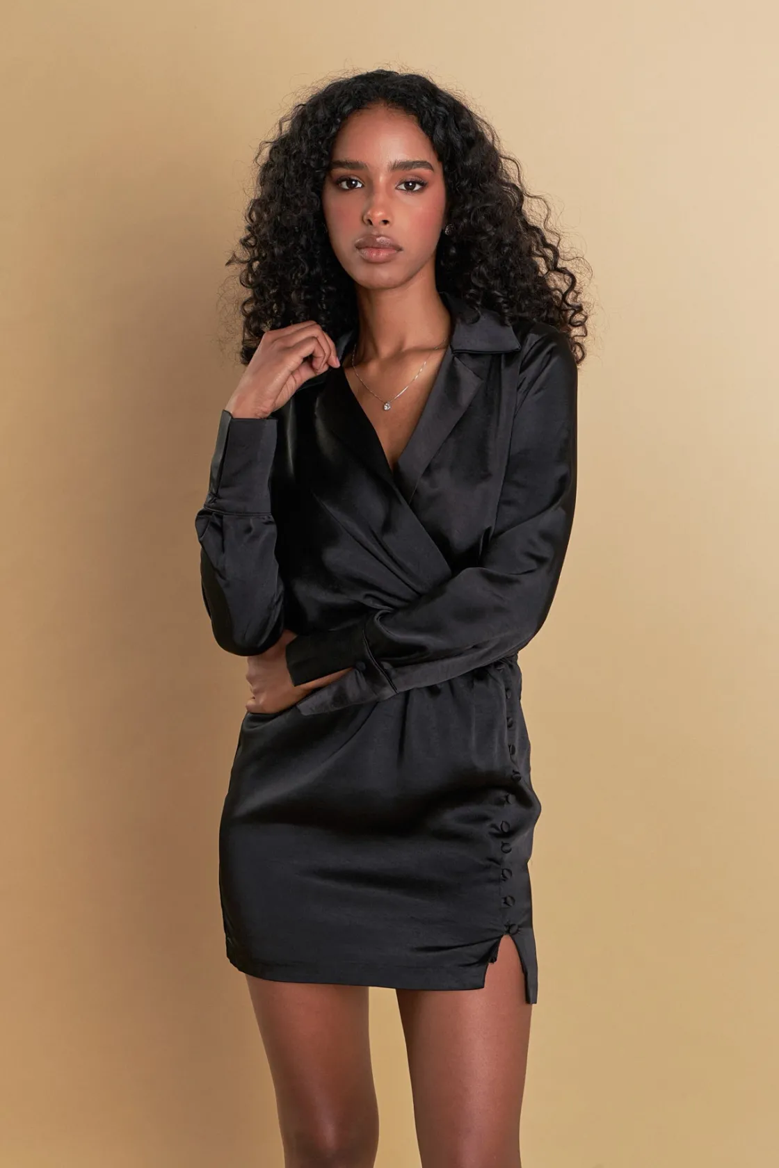 endless_rose__long_sleeve_4-3.webp ENDLESS ROSE White Dresses | Satin Dresses*- Long Sleeve Satin Mini Dress