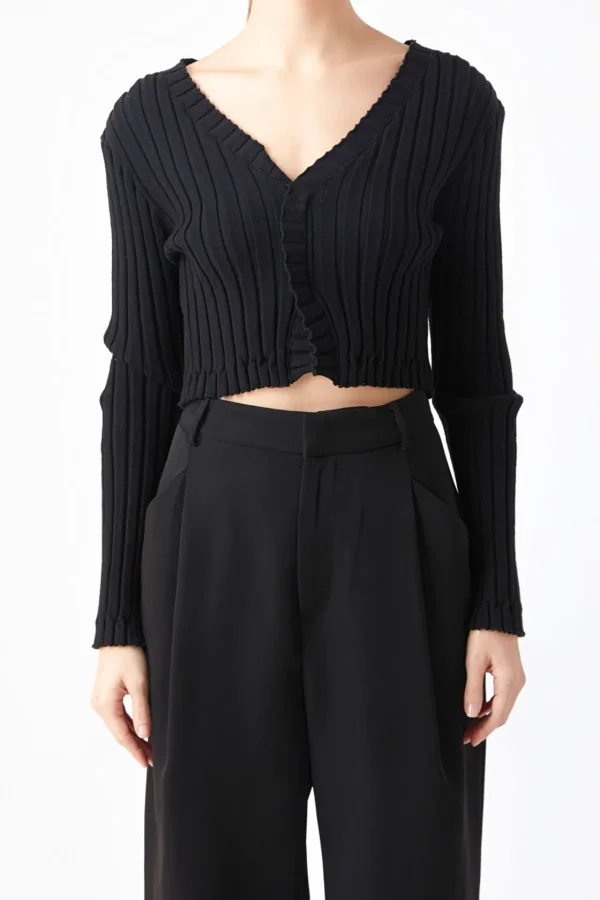 ENDLESS ROSE Sweaters & Knits*- Long Sleeve Ruffled Knit