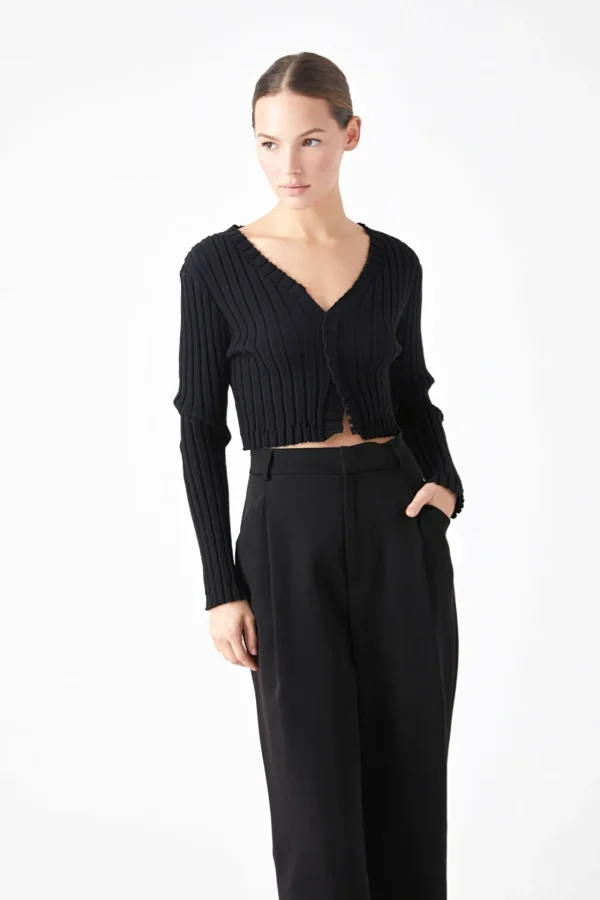 ENDLESS ROSE Sweaters & Knits*- Long Sleeve Ruffled Knit