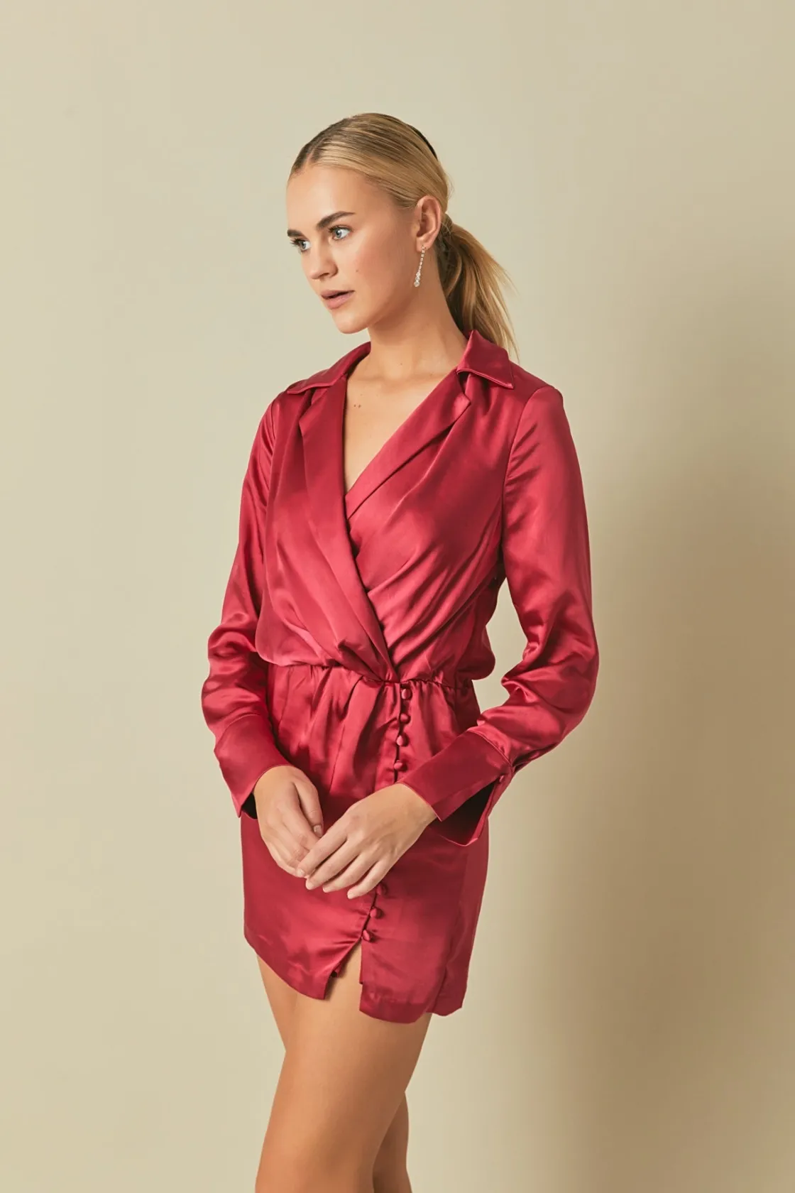 endless_rose__long_sleeve_9.webp ENDLESS ROSE White Dresses | Satin Dresses*- Long Sleeve Satin Mini Dress