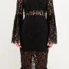 ENDLESS ROSE Lace Dresses | Tops*- Long-Sleeved Lace Midi Dress BLACK