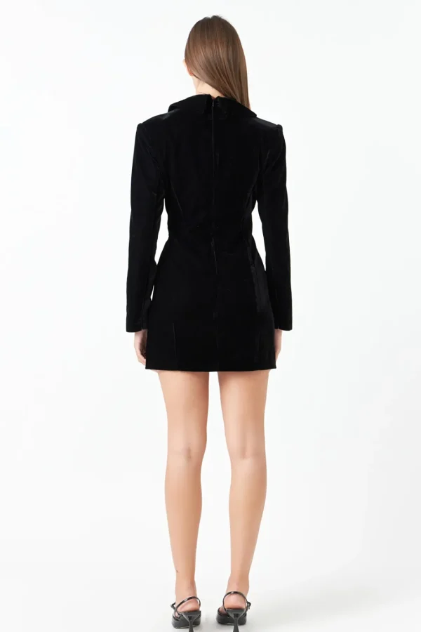 ENDLESS ROSE Little Black Dress | Blazers*- Long-Sleeved Velvet Mini Dress BLACK