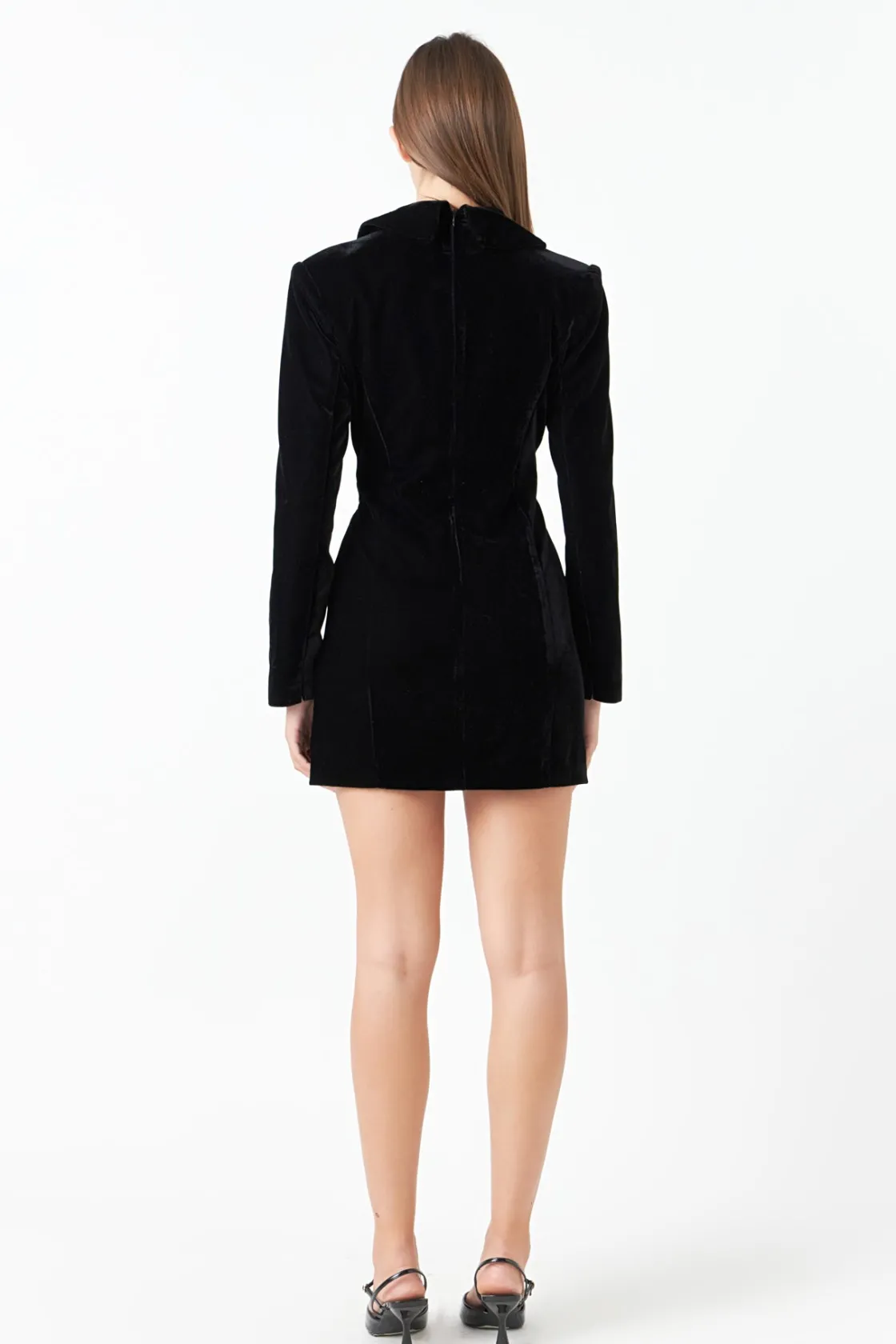 endless_rose__longsleeved_2.webp ENDLESS ROSE Little Black Dress | Blazers*- Long-Sleeved Velvet Mini Dress BLACK
