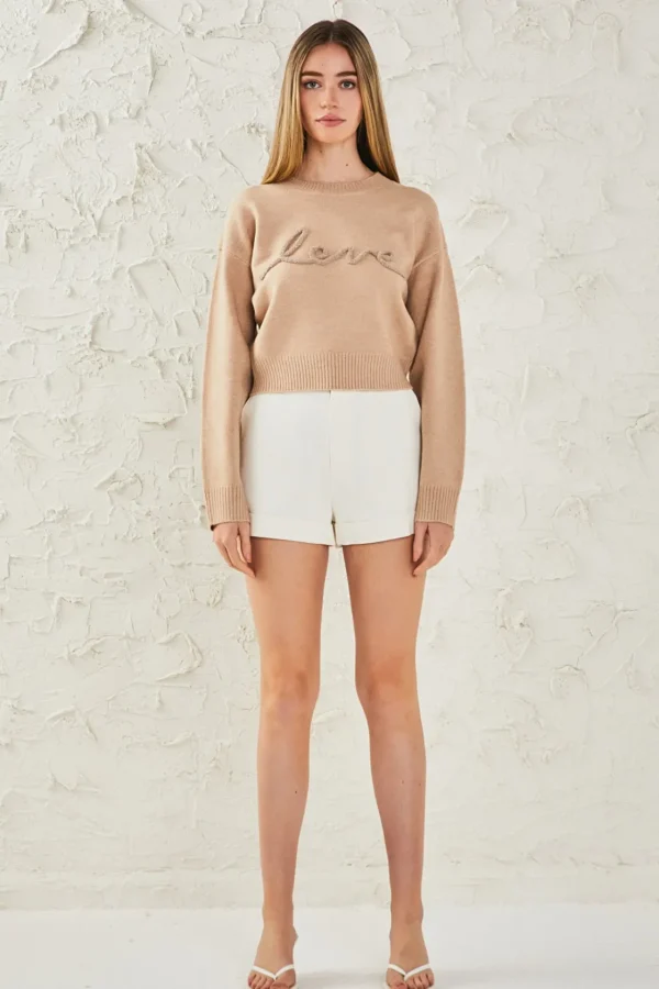 ENDLESS ROSE Sweaters & Knits | Tops*- Love Chenille Embroidered Plush Sweater