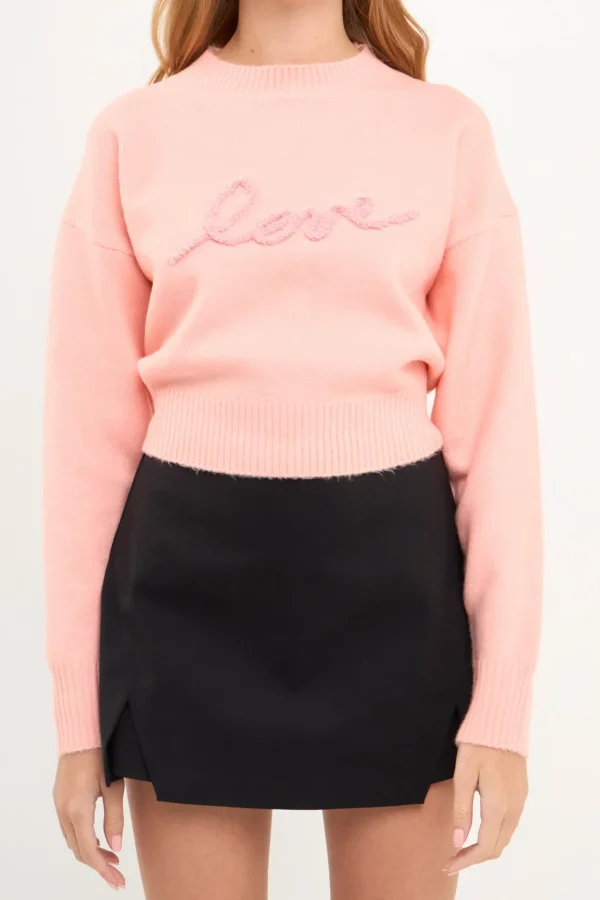 ENDLESS ROSE Sweaters & Knits | Tops*- Love Chenille Embroidered Plush Sweater