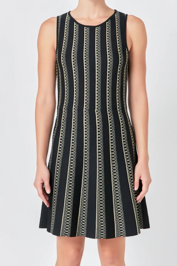 ENDLESS ROSE Sweaters & Knits | Tops*- Lurex Knit Mini Dress BLACK/GOLD