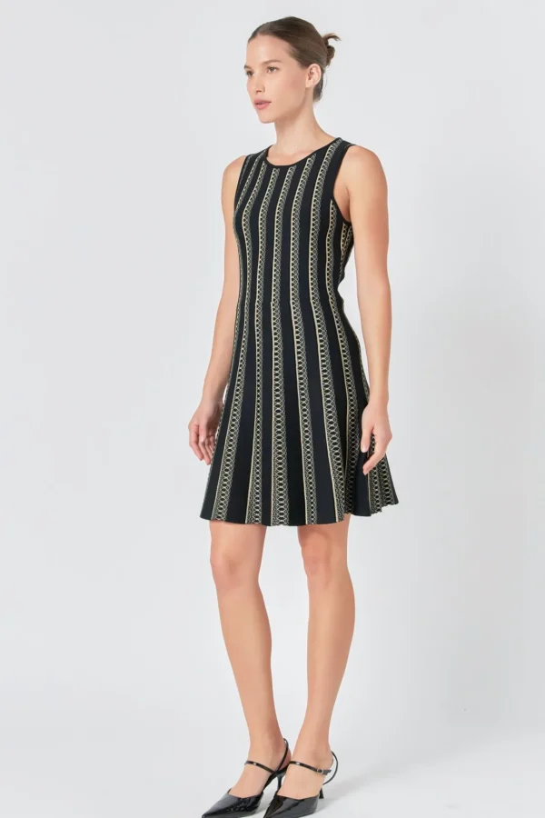 ENDLESS ROSE Sweaters & Knits | Tops*- Lurex Knit Mini Dress BLACK/GOLD