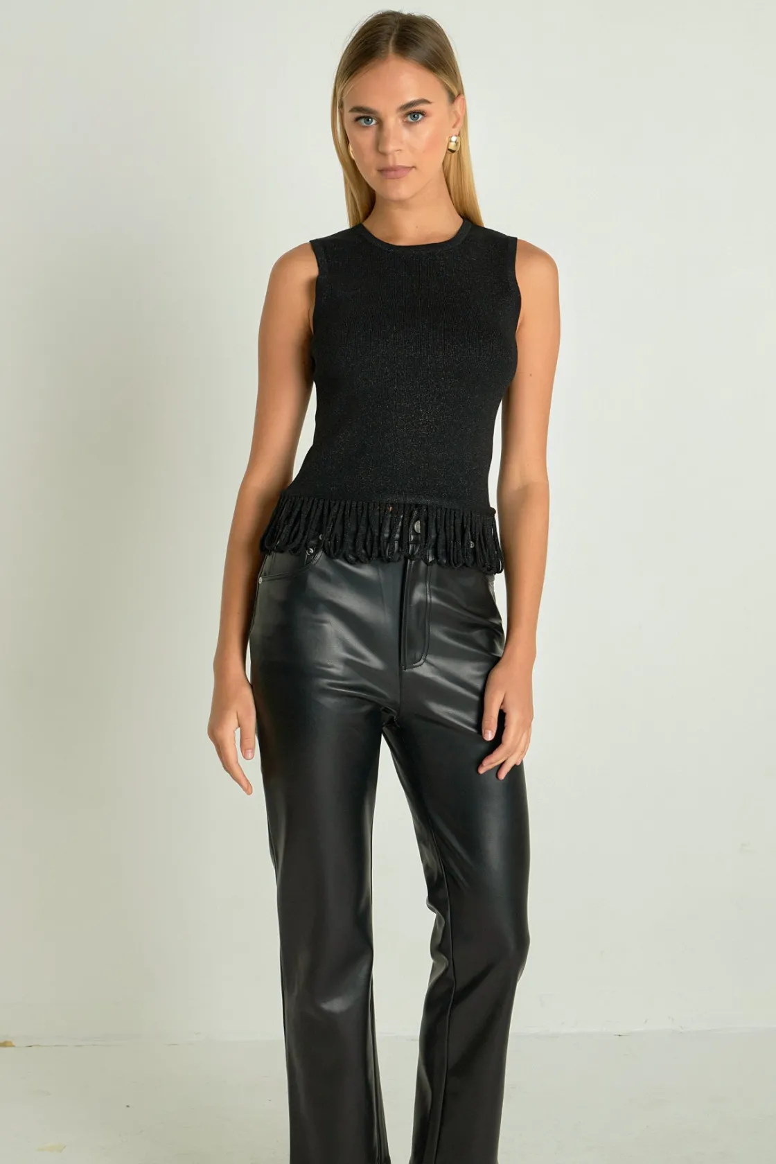 endless_rose__lurex_knit__3-1.webp ENDLESS ROSE Matching Sets | Tops*- Lurex Knit Loop Top BLACK