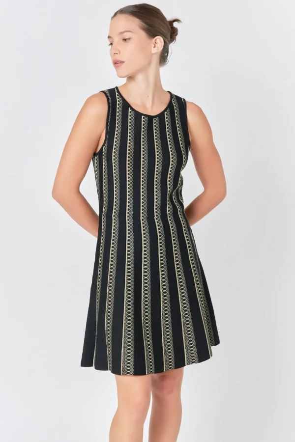 ENDLESS ROSE Sweaters & Knits | Tops*- Lurex Knit Mini Dress BLACK/GOLD