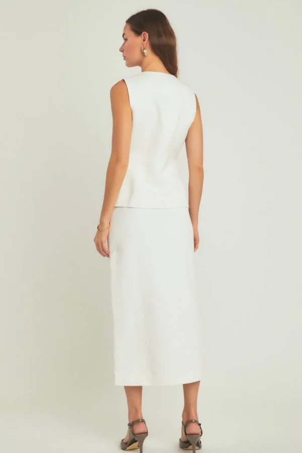 ENDLESS ROSE Matching Sets | Skirts*- Margaux Front Slit Linen Midi Skirt