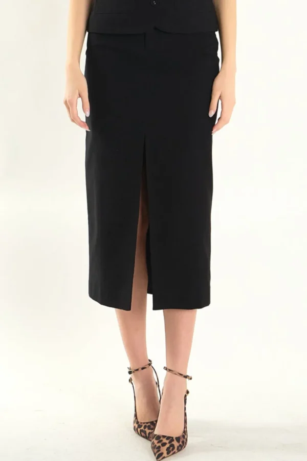 ENDLESS ROSE Matching Sets | Skirts*- Margaux Front Slit Linen Midi Skirt