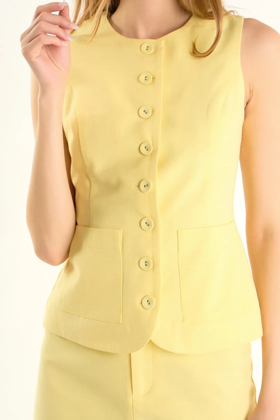 endless_rose__margaux_sle_0.webp ENDLESS ROSE Matching Sets | Tops*- Margaux Sleeveless Linen Vest