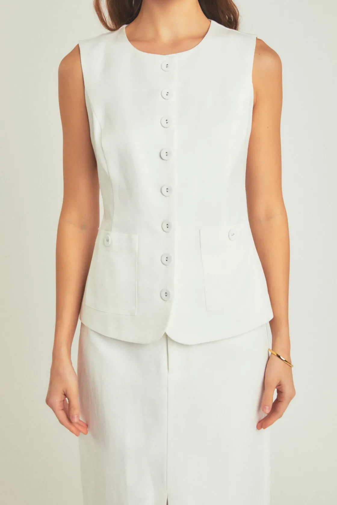 endless_rose__margaux_sle_10.webp ENDLESS ROSE Matching Sets | Tops*- Margaux Sleeveless Linen Vest