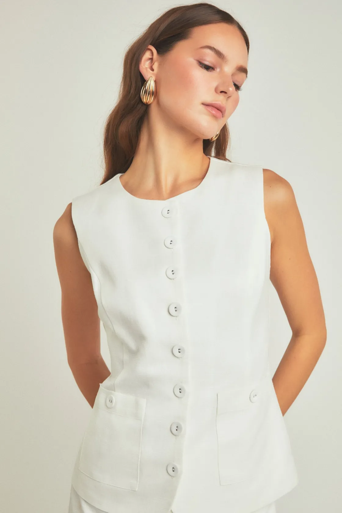 endless_rose__margaux_sle_13.webp ENDLESS ROSE Matching Sets | Tops*- Margaux Sleeveless Linen Vest