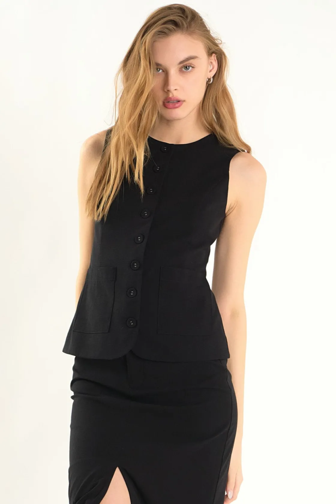endless_rose__margaux_sle_14.webp ENDLESS ROSE Matching Sets | Tops*- Margaux Sleeveless Linen Vest