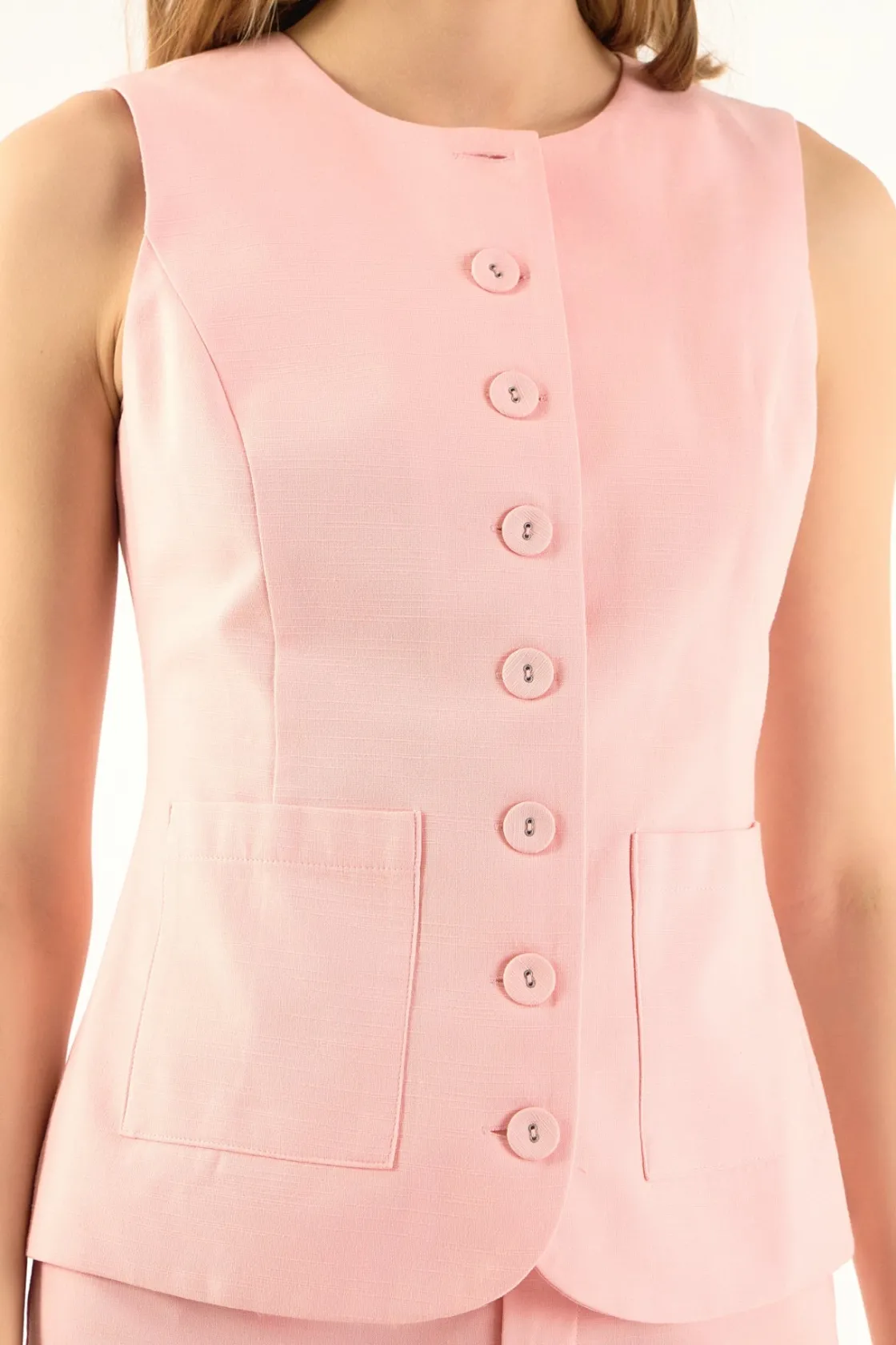 endless_rose__margaux_sle_5.webp ENDLESS ROSE Matching Sets | Tops*- Margaux Sleeveless Linen Vest