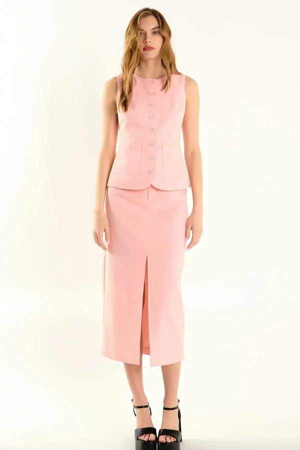 ENDLESS ROSE Matching Sets | Tops*- Margaux Sleeveless Linen Vest