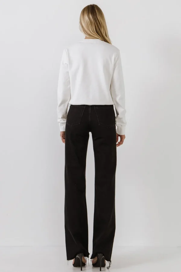ENDLESS ROSE Tops*- Merci Lettering Beads Sweatshirt