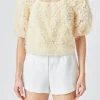 ENDLESS ROSE Tops*- Mesh Fabric Floral Shape Top