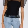 ENDLESS ROSE Tops*- Mesh Puff Short Sleeve Top