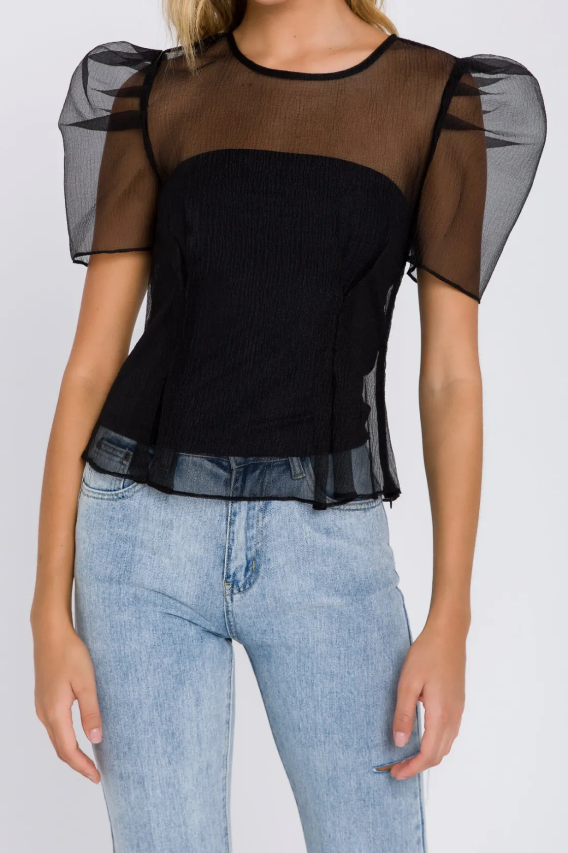 endless_rose__mesh_puff_s_0.webp ENDLESS ROSE Tops*- Mesh Puff Short Sleeve Top