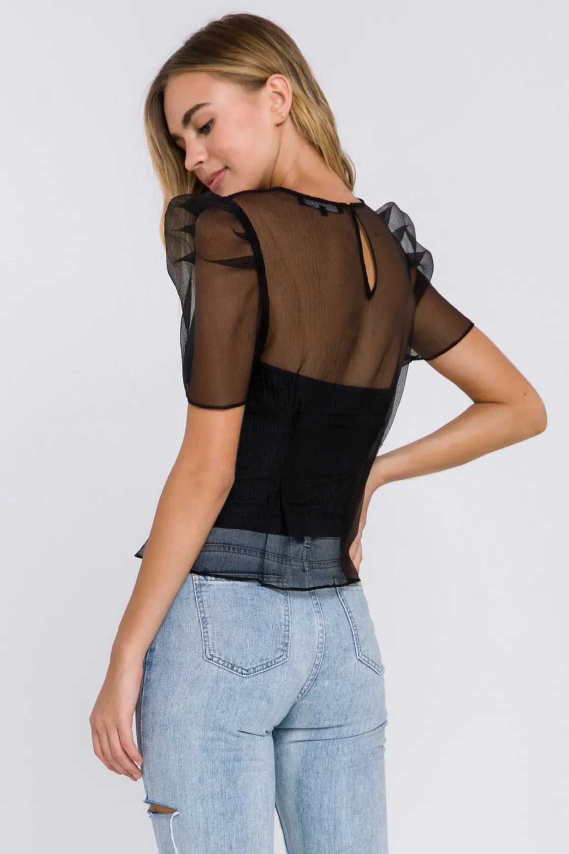 endless_rose__mesh_puff_s_2.webp ENDLESS ROSE Tops*- Mesh Puff Short Sleeve Top