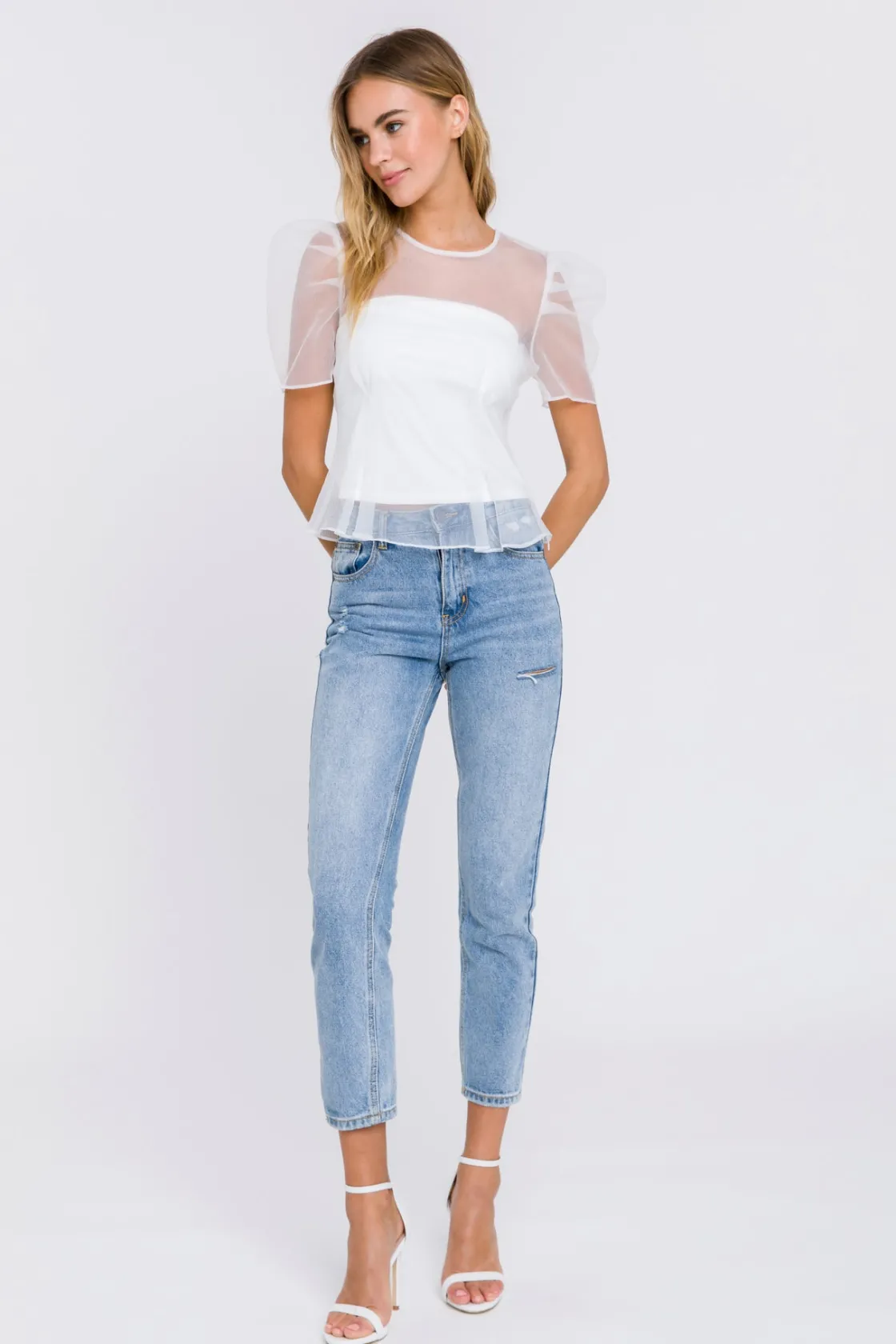 endless_rose__mesh_puff_s_4.webp ENDLESS ROSE Tops*- Mesh Puff Short Sleeve Top