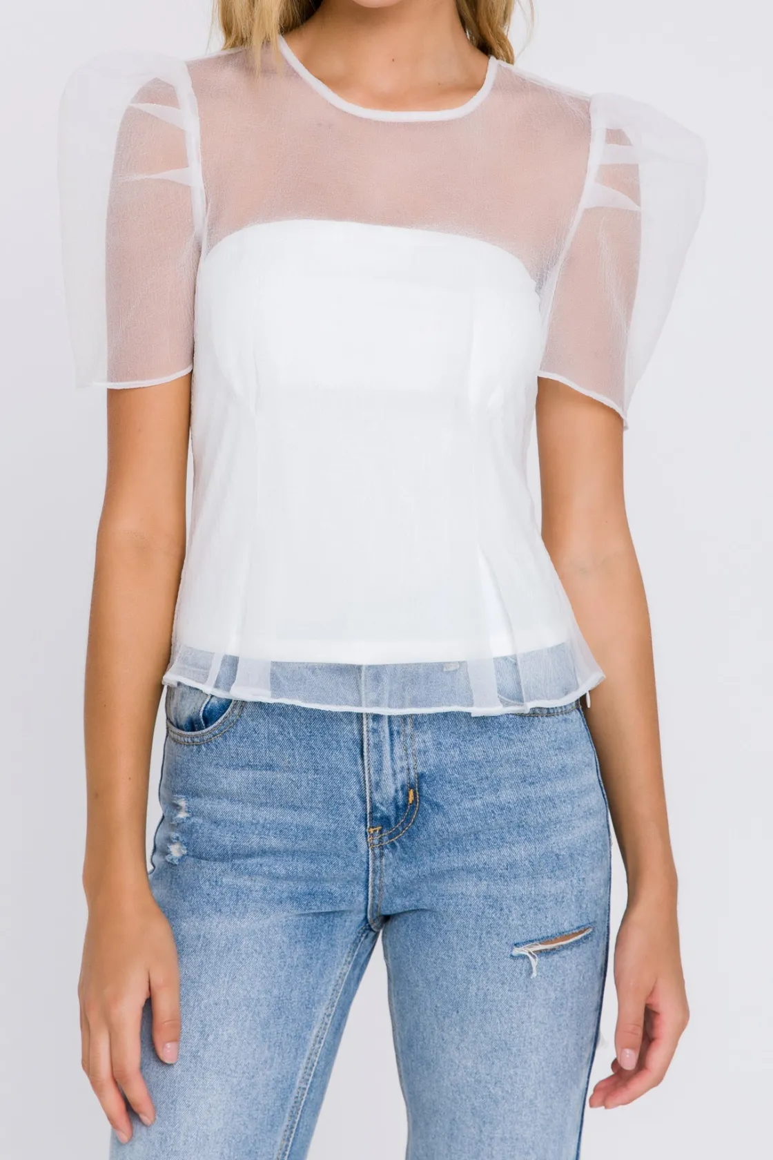 endless_rose__mesh_puff_s_5.webp ENDLESS ROSE Tops*- Mesh Puff Short Sleeve Top