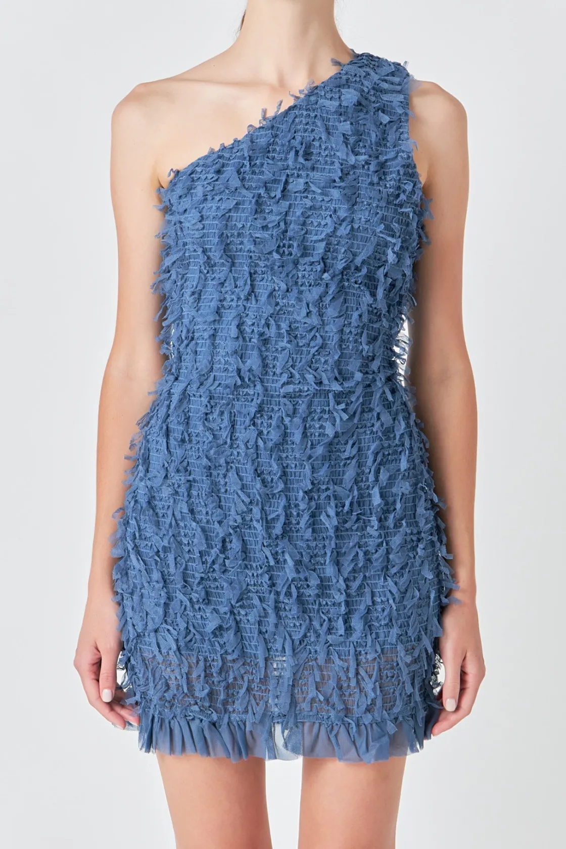 endless_rose__mesh_trimme_10.webp ENDLESS ROSE One Shoulder | Tops*- Mesh Trimmed One Shoulder Mini Dress