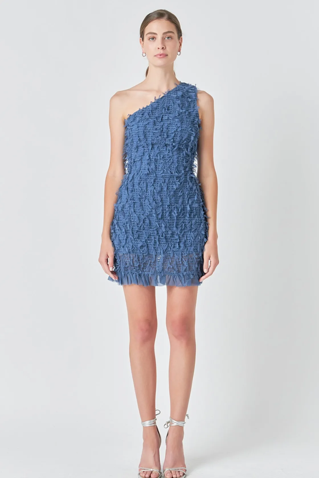 endless_rose__mesh_trimme_9.webp ENDLESS ROSE One Shoulder | Tops*- Mesh Trimmed One Shoulder Mini Dress