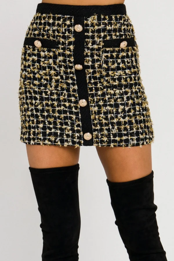 ENDLESS ROSE Skirts*- Metallic Tweed Mini Skirt